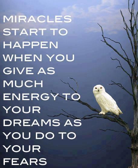 Miracles start to happen when you give as much energy to your dreams as you do to your fears